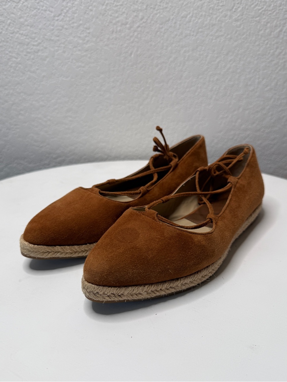 Michael Kors Collection Brown Suede Lace-Up Pointed Flats Size 36.5